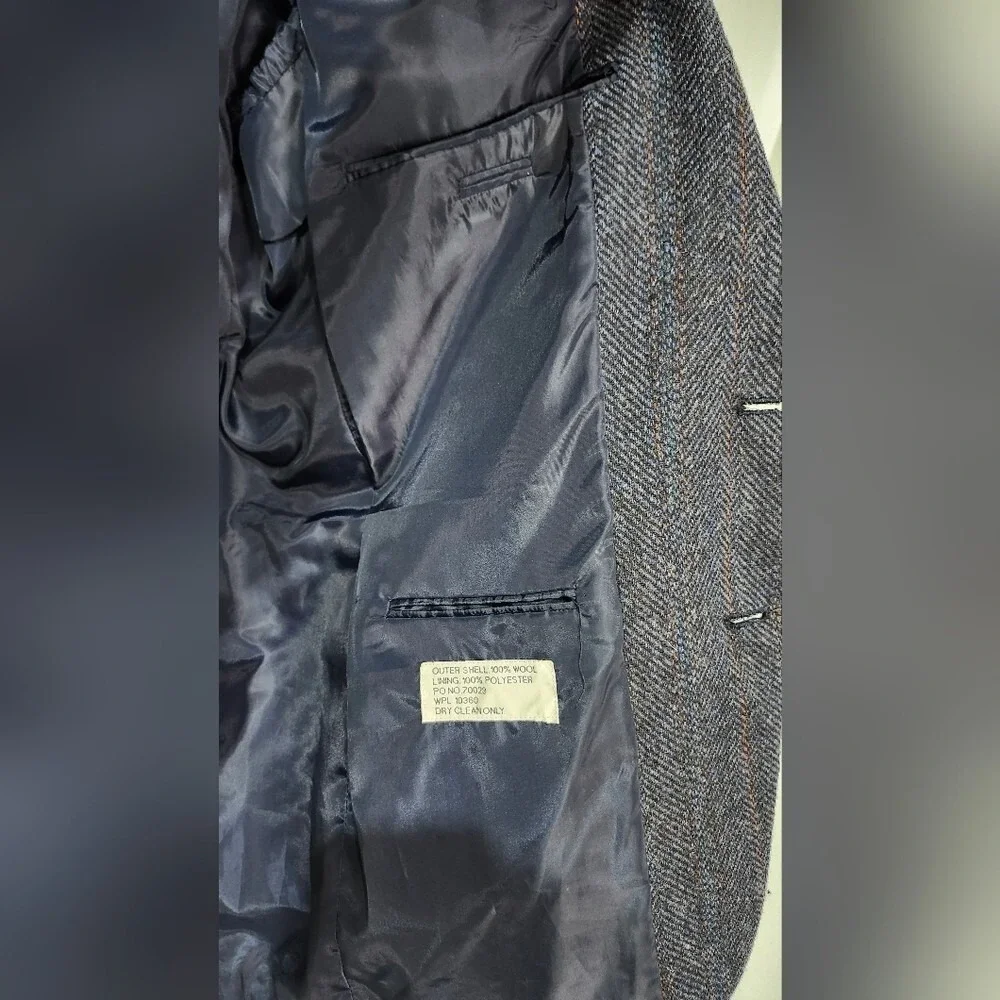 Members Only Gray Herringbone Wool Sport Coat‎ Mens Size 44L Blazer Jacket
